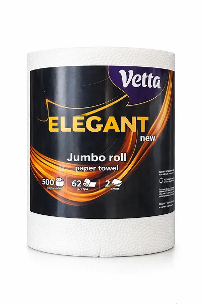 картинка Полотенца бумажные  VETA ELEGANT NEW 2-х слойные рулон 1 шт.62 м